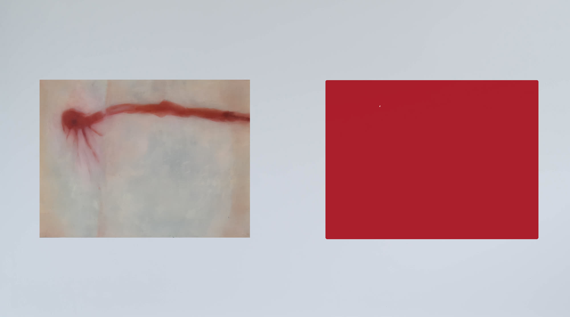 血的塗鴉 Bloody Graffiti，張儀君 Luna Cheong，霧視系列 Life Out of Focus Series，鋁板・油畫顏料・有機玻璃 · 18×24 cm · 2018