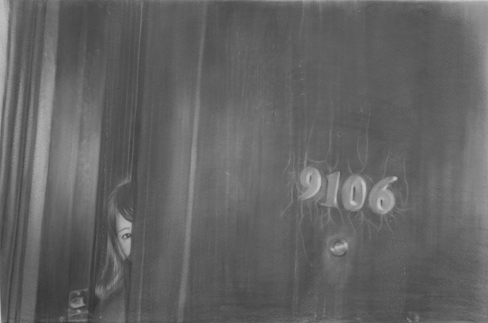 自畫鎖定探試系列 Self-Portrait Lock Series，張儀君 Luna Cheong，照片寫實繪畫 Photorealistic Painting，照相寫實素描 · 2017